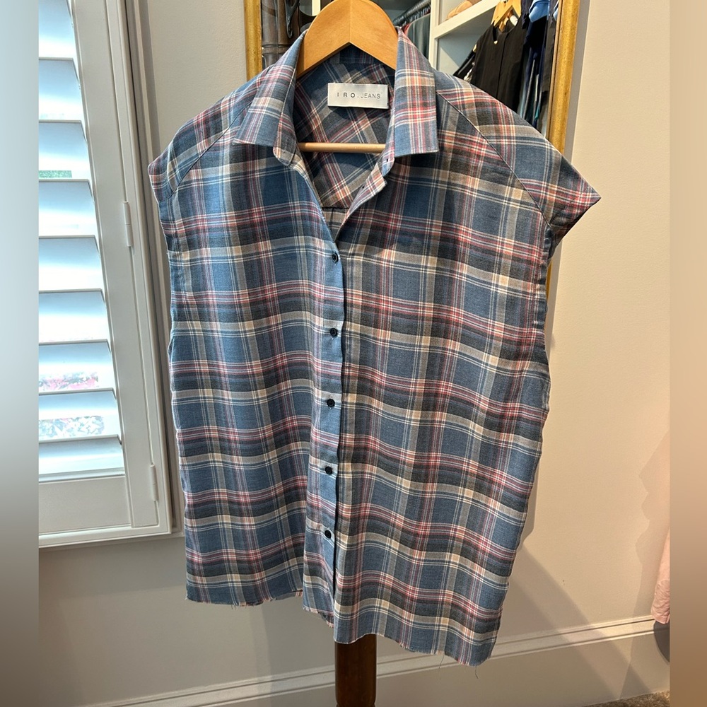 IRO Jeans sleeveless flannel button shirt